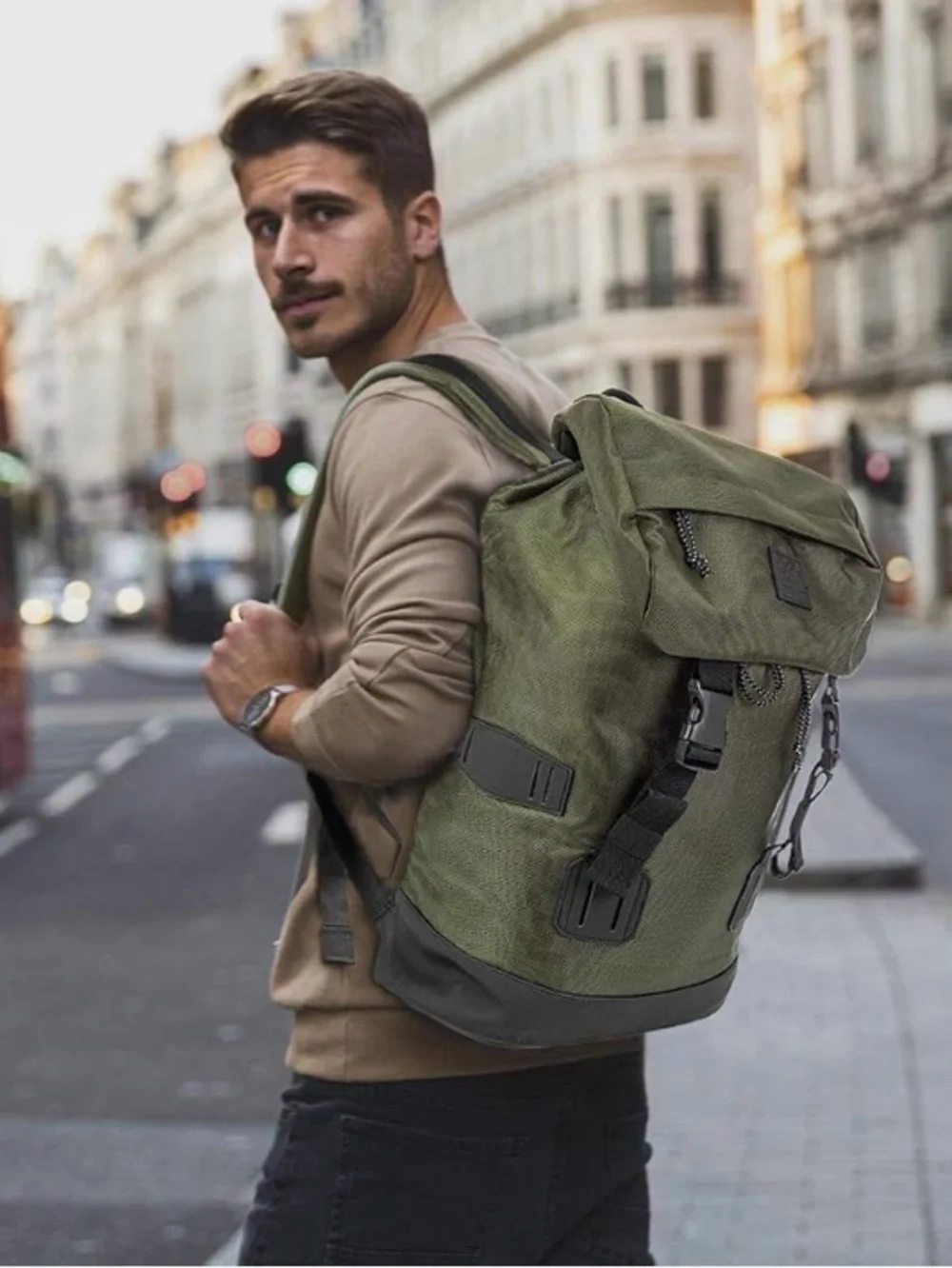 X Ray Rucksack Canvas Backpack Dark Olive Green